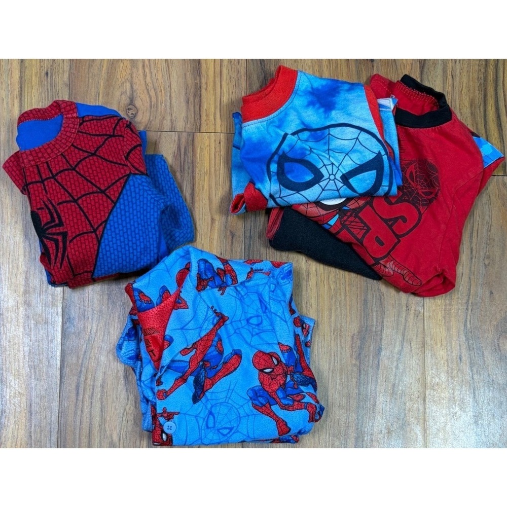Marvel Spider-Man Boys 4 4T 4/5 Pajama Lot 3 Sets 7pc Fleece Thermal PJs